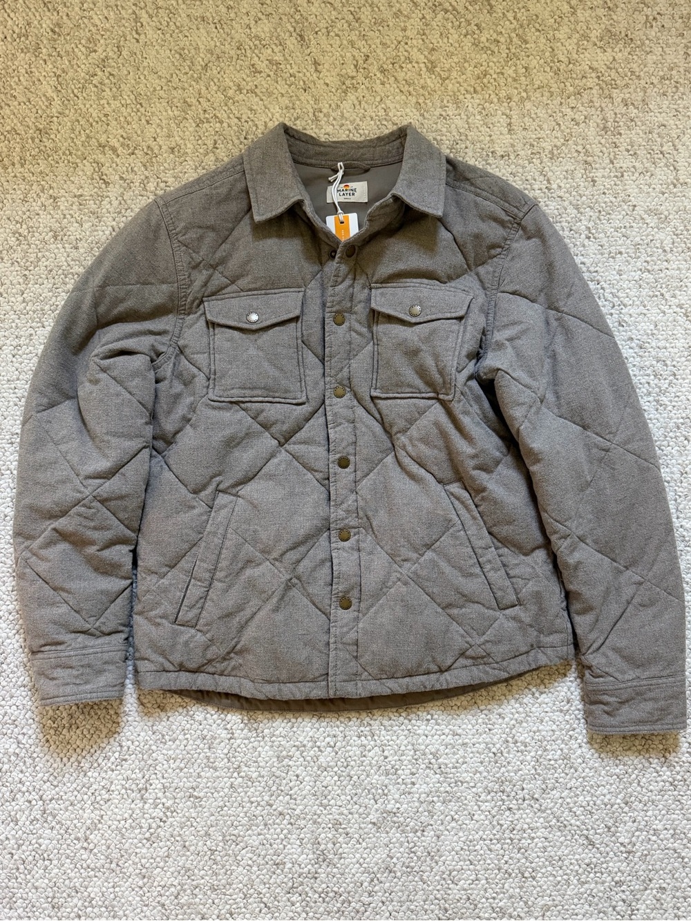 Marine Layer Men's Olin Quilted Overshirt - Taupe - Small